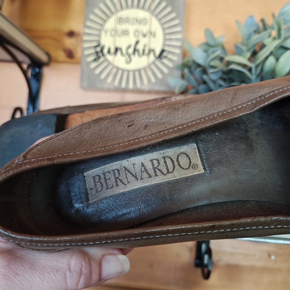 Bernardo Siena Woven Leather Block Heel Loafers Dress Shoes Italy Designer Sz 7M - Picture 11 of 12